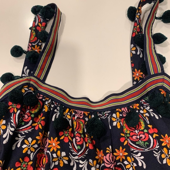 Crown & Ivy Navy Red Pink Moroccan Floral Pom Pom Shift Tank Dress - Picture 5 of 6